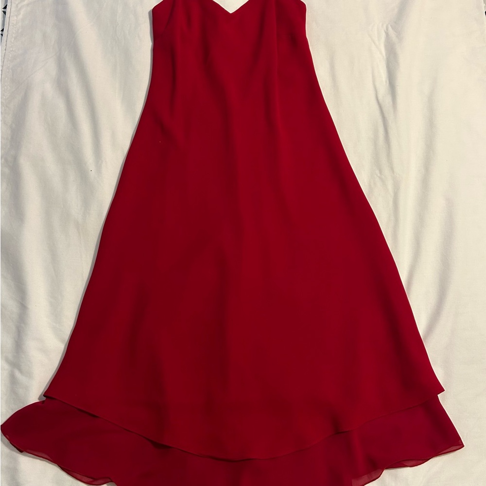 Evan Picone Red Tiered Sweetheart Sundress
